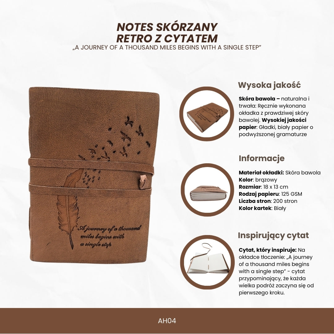 Notes skórzany Retro z Inskrypcją 200 stron