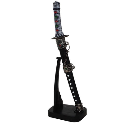 Cuțit de hârtie personalizat în formă de sabie de samurai, cu gravură pe suport, înălțime 21 cm