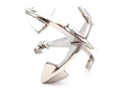 Ancoră metalică 20 cm argintie, cu posibilitate de gravare - decorațiune nautică de oferit cadou iubitorilor mării și ai navigației