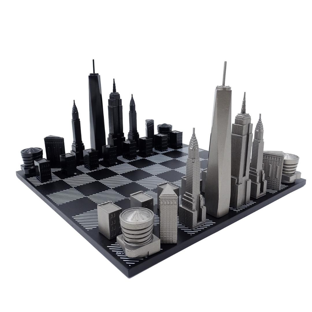 Șah de design Skyline New York din oțel inoxidabil – NY