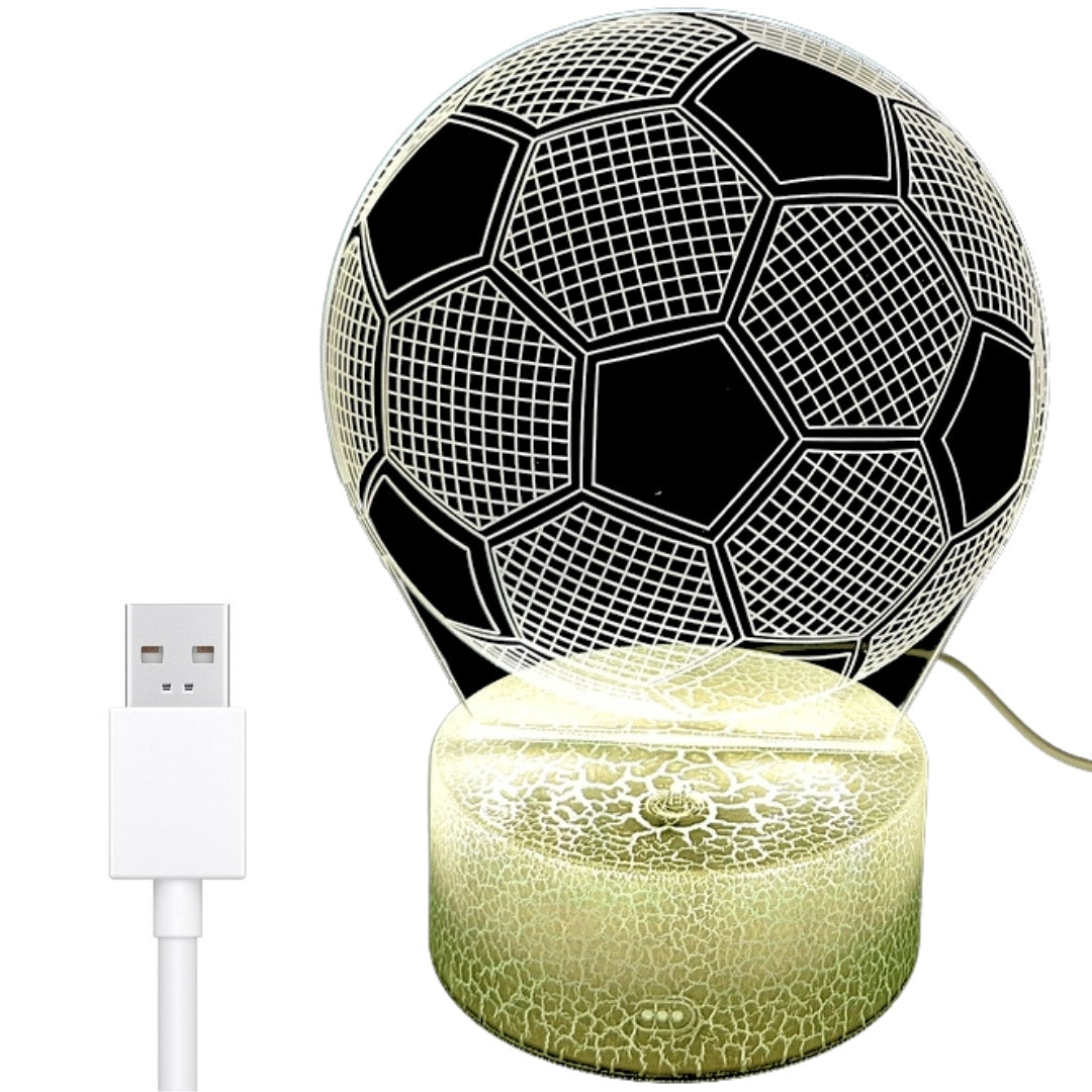 Lampka nocna Piłka z możliwością personalizacji grawerem - Idealny prezent dla miłośników piłki nożnej - 17 cm wysokości - 3 kolory do wyboru - Zasilanie USB lub 3 baterie AAA