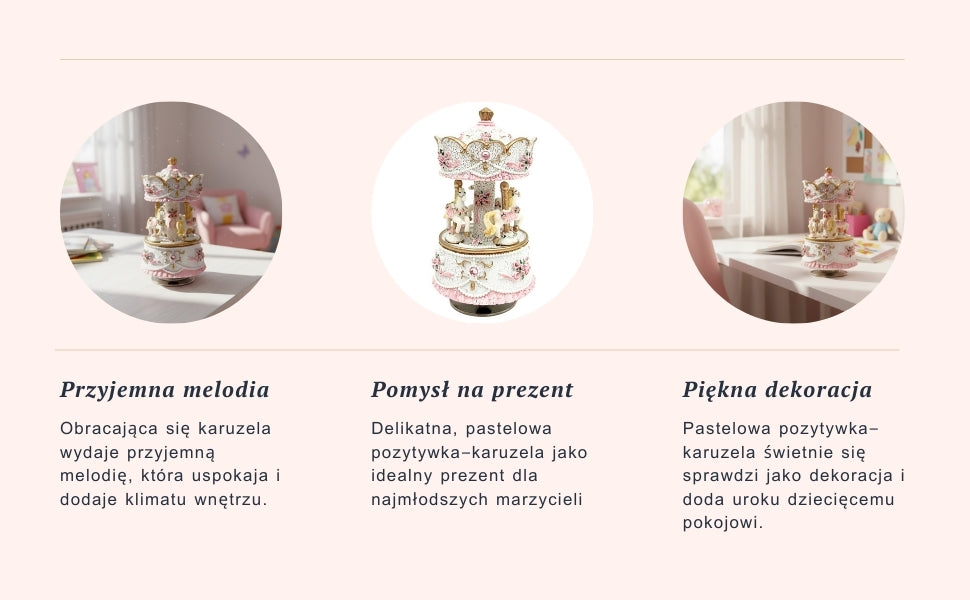 Carusel cutie muzicală pastel MP-333 cu gravură