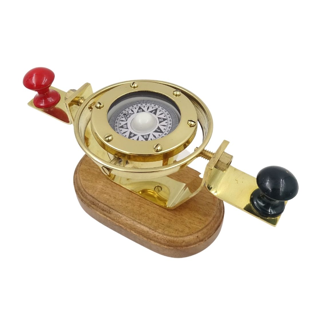 Compas naval cardanic retro NC1615 din alamă, cu posibilitate de personalizare prin gravură