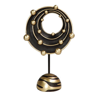 Figurină decorativă mare Sistem cosmic, cu posibilitate de personalizare prin gravură, ideală pentru cadou - înălțime 20,2 cm, auriu și negru, stil modern și glamour