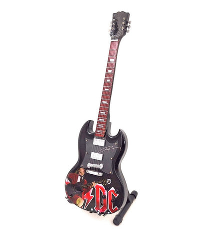 Mini-chitară Angus Young 24,5 cm din mahon, cu posibilitate de personalizare prin gravură