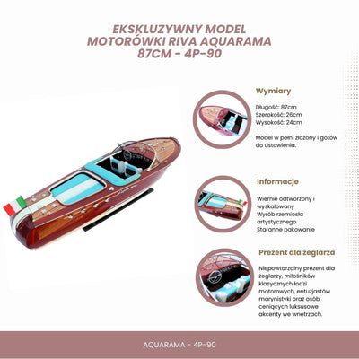 Ekskluzywny model motorówki Riva Aquarama 87cm z możliwością personalizacji grawerem