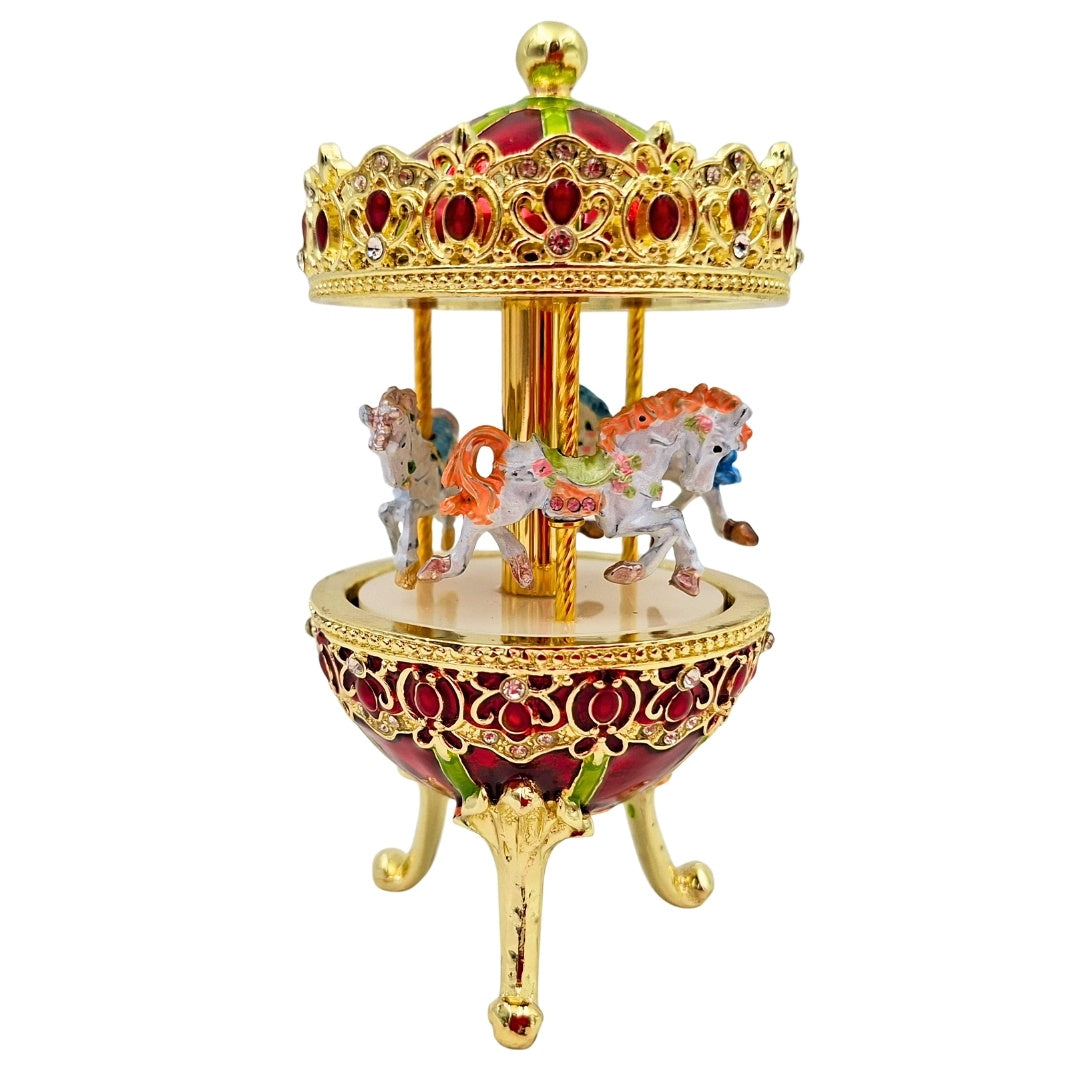 Cutie muzicală metalică carusel - decorațiune premium - cadou pentru fetiță - MX-014