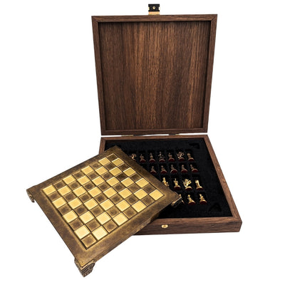 Șah metalic exclusiv Bizanț 20x20 cm, cu gravură personalizată