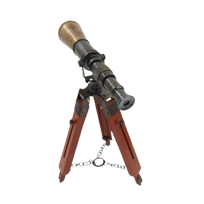 Lunetă din alamă pe trepied, cu posibilitate de personalizare prin gravură - element decorativ elegant pentru cadou, înălțime reglabilă până la 30 cm