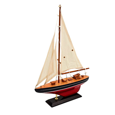 Model elegant din lemn de iaht cu vele de 30 cm, cu personalizare prin gravură