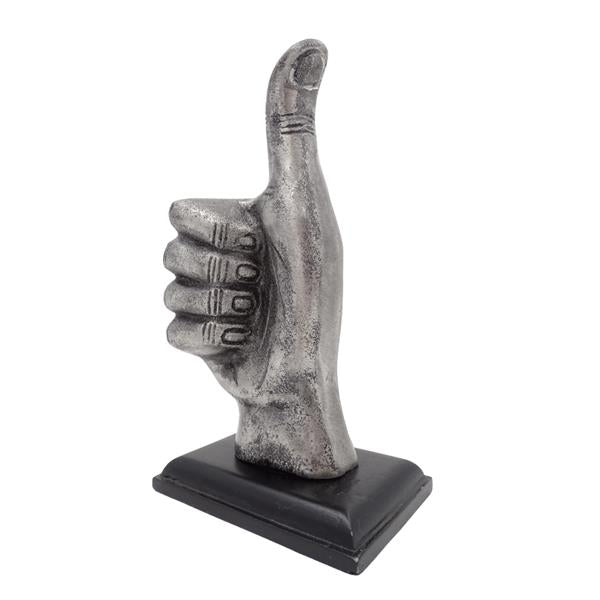 Figurină decorativă deget mare „OK” din aluminiu, 20 cm, cu posibilitate de personalizare prin gravură