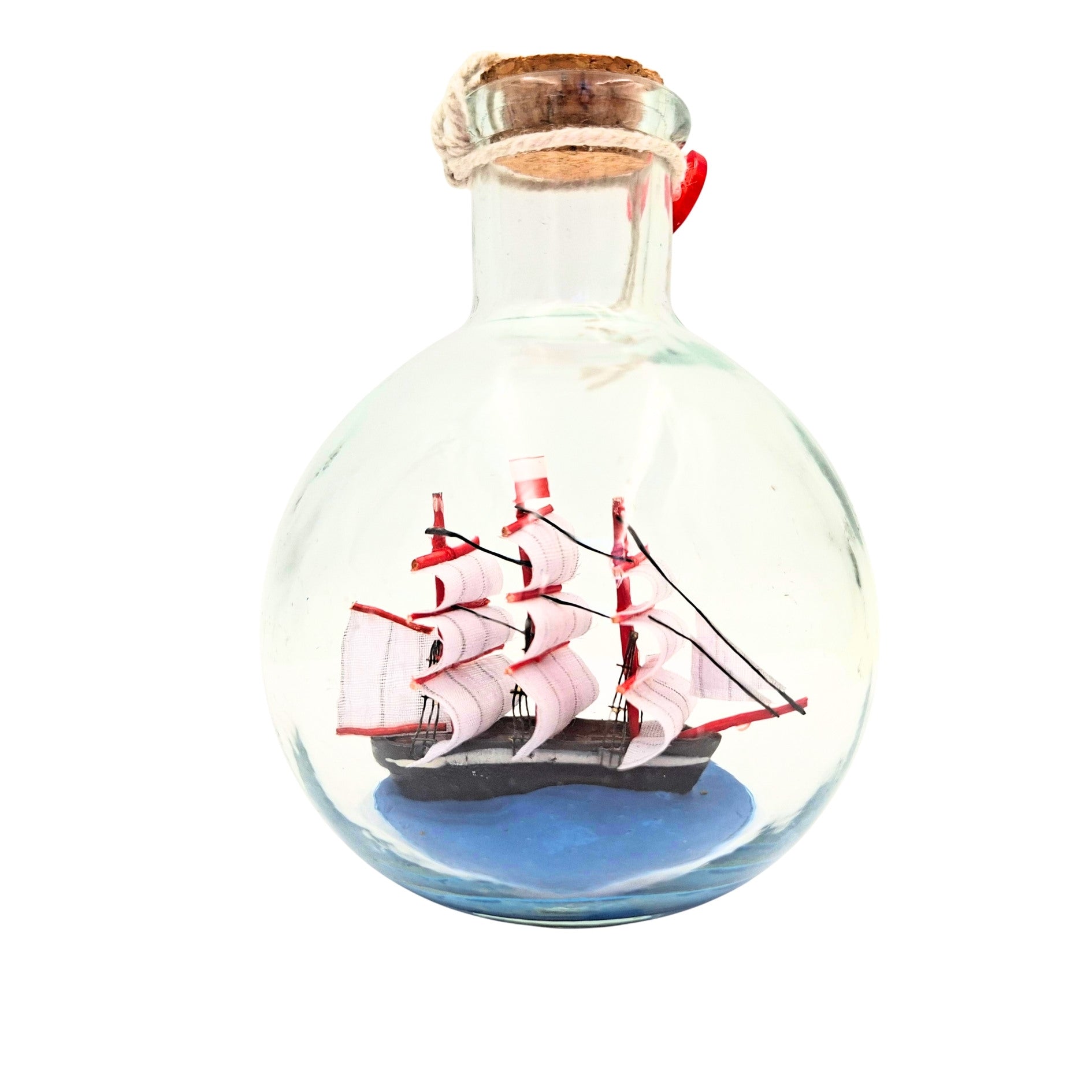Navă în sticlă Rafandynka cu posibilitate de personalizare prin gravură – decorațiune marină clasică de 8,5 cm, cadou pentru pasionații de navigație
