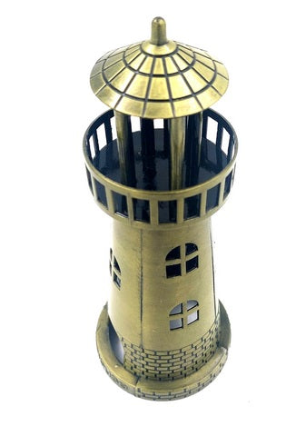 Far maritim suport pentru lumânare tealight 18,5 cm, în auriu antic, cu opțiune de gravare