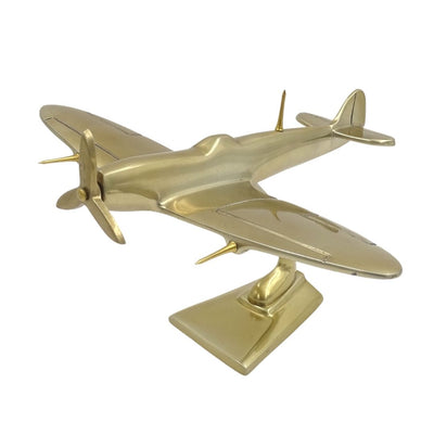 Model de avion de vânătoare Spitfire din aluminiu, în culoare aurie, personalizabil prin gravură
