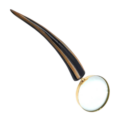 Elegancka Lupa do Czytania Retro z Mosiężną Oprawą i Rączką z Rogu Bawolego - Personalizowany Grawer - Idealny Prezent dla Seniora - Wysokiej Jakości Soczewka Powiększająca 3.5x w Stylu Vintage