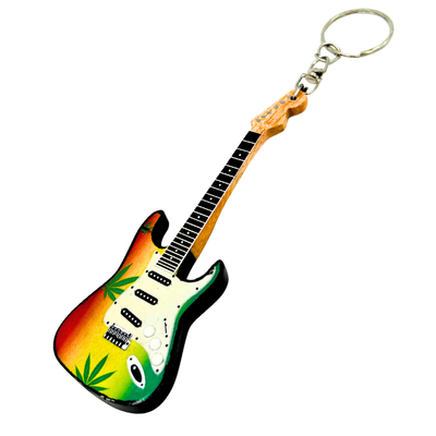 Breloc chitară Bob Marley Reggae, din mahon, cu posibilitate de personalizare prin gravură