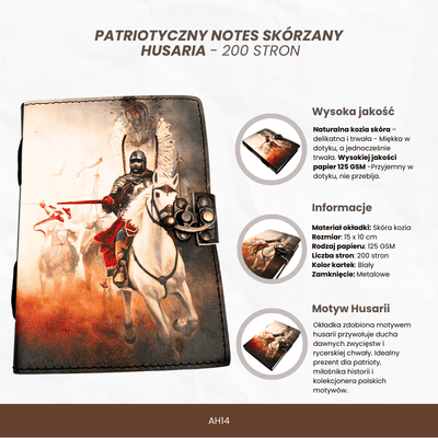 Notes Skórzany Pamiętnik Husaria Patriotyczny z Grawerem