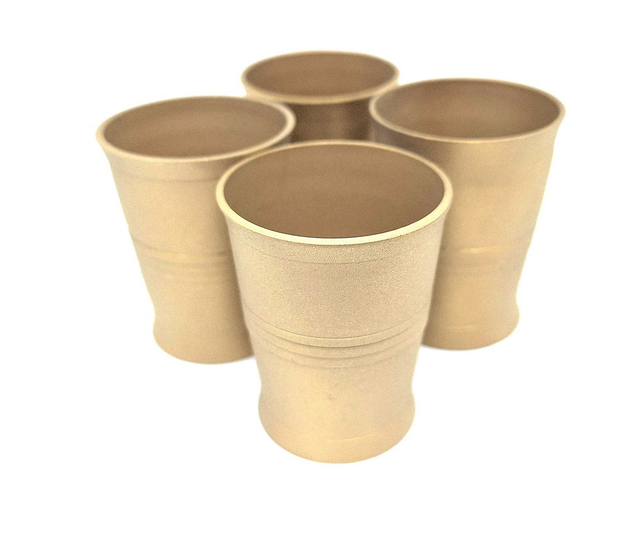 Set de 4 păhărele din alamă pentru votcă, cu posibilitate de personalizare prin gravură