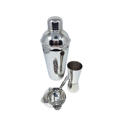 Set de barman Steel, 3 piese, cu posibilitate de personalizare prin gravură - shaker 750 ml, jigger 15/30 ml, strainer - cadou elegant pentru iubitorii de băuturi, oțel inoxidabil, culoare argintie
