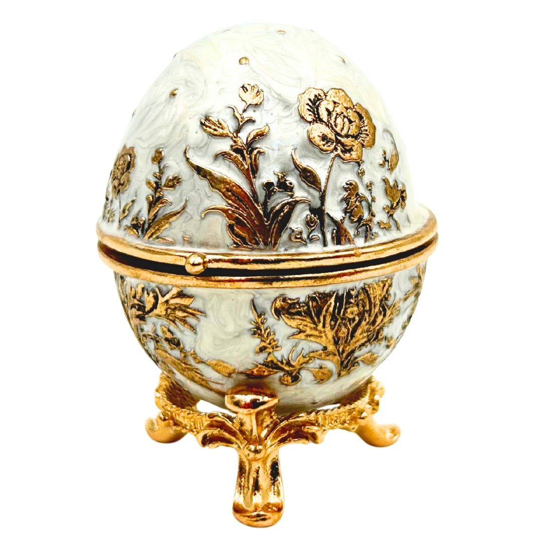 Ekskluzywne Szkatułka Jajo Fabergé Metalowa z Kryształkami - B0794-00