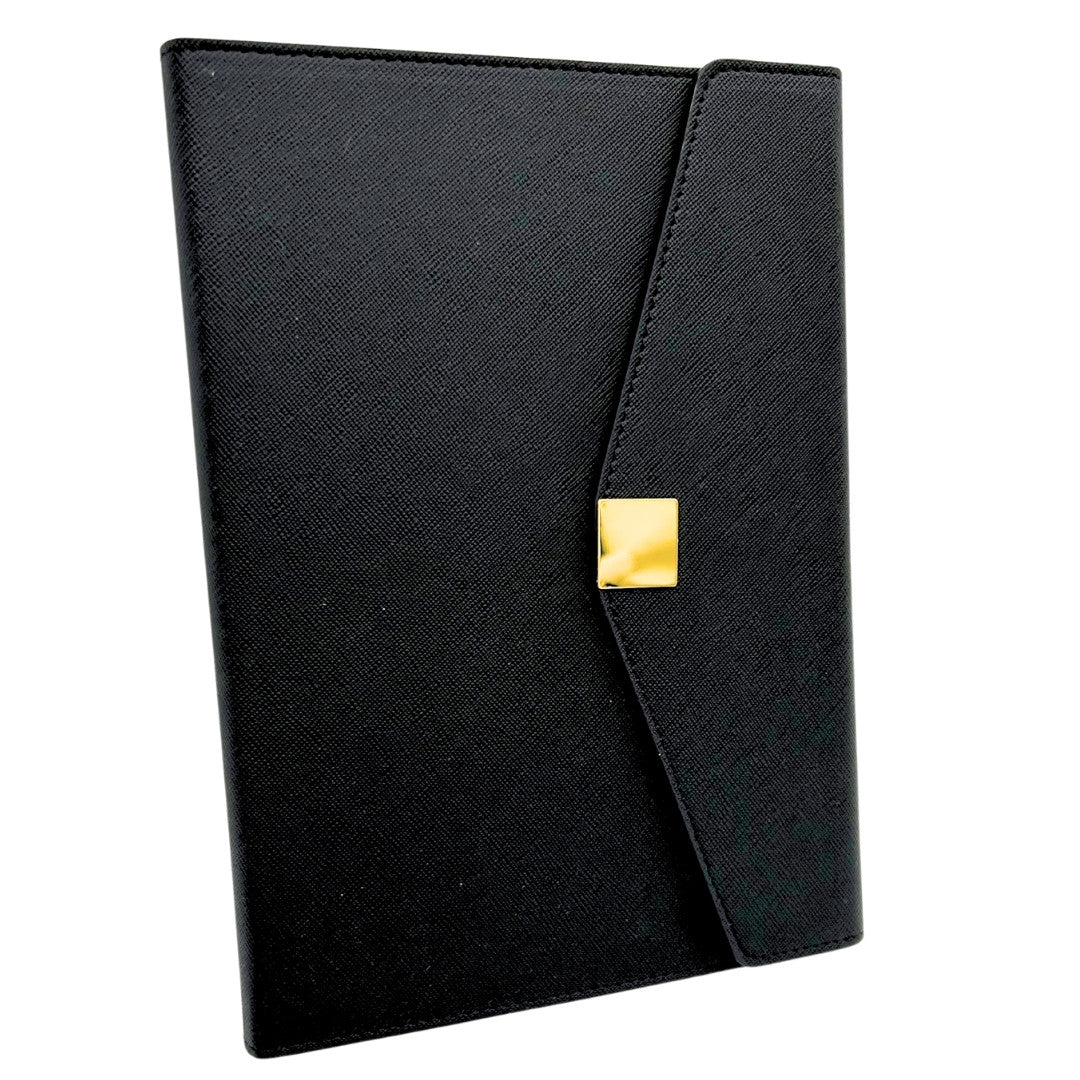 Set cadou elegant Premium – agendă A5 cu pix și pendrive 16GB în cutie – negru-auriu – EE9