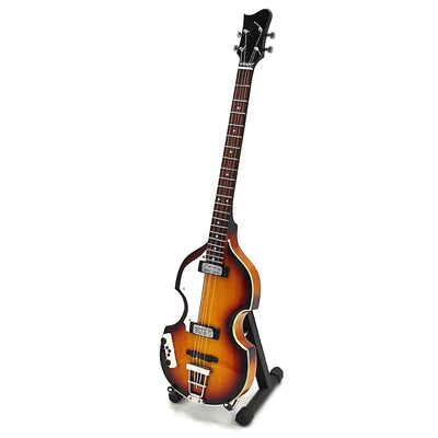 Mini chitară bas în stil Paul McCartney, MGT-2028, mahon, posibilitate de personalizare prin gravură, ideală pentru cadou, înălțime 27,5 cm