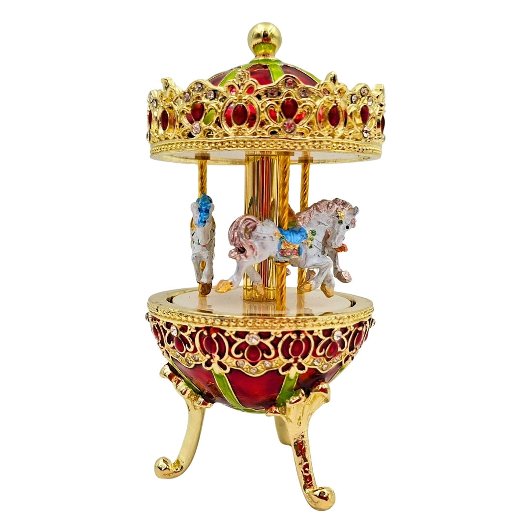 Cutie muzicală metalică carusel - decorațiune premium - cadou pentru fetiță - MX-014