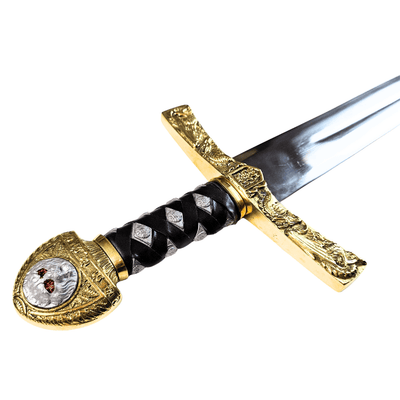 Replică a sabiei Excalibur a regelui Arthur cu gravură – 98,5 cm, lamă din oțel, mâner din alamă