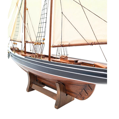 Model de goeletă Bluenose de 78 cm cu gravură - decorațiune marină elegantă din lemn, cadou pentru pasionații de navigație și istorie maritimă, cu vele naturale