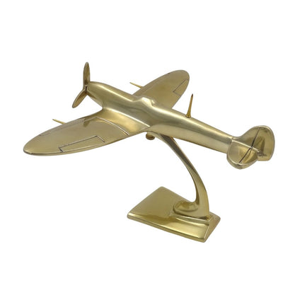 Model de avion de vânătoare Spitfire din aluminiu, în culoare aurie, personalizabil prin gravură