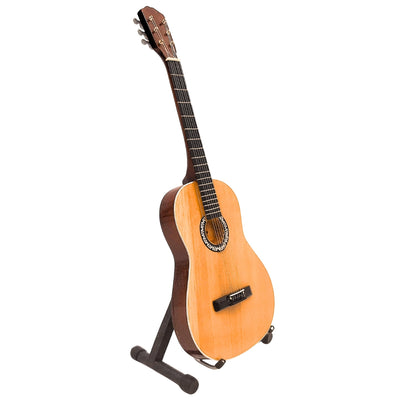 Mini chitară clasică cu gravură - decorațiune din lemn de mahon, 25 cm