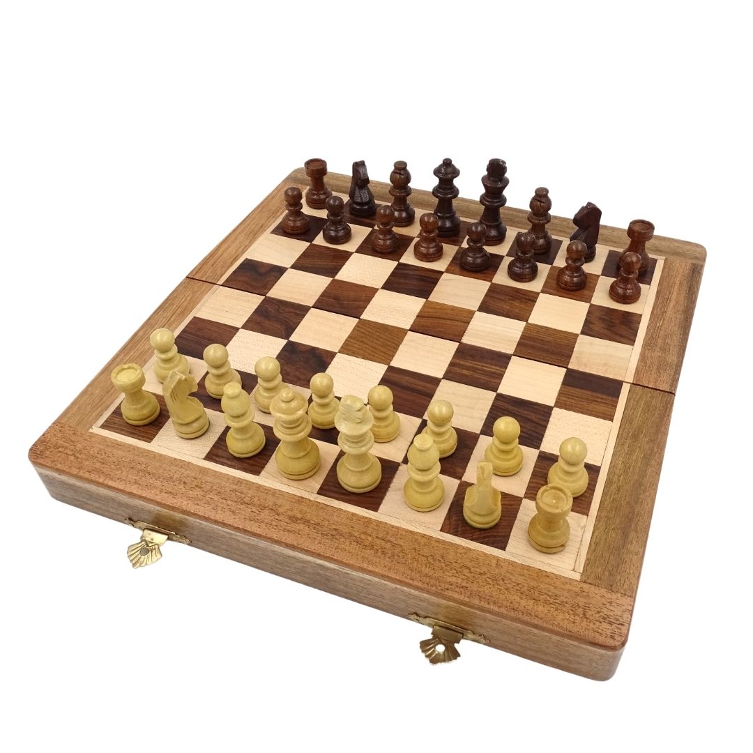 Șah magnetic din lemn 30x30cm pliabil G614 cu gravură