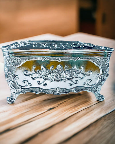 Cutie Elegantă pentru Șervețele cu Flori Embosate - Recipient pentru Șervețele