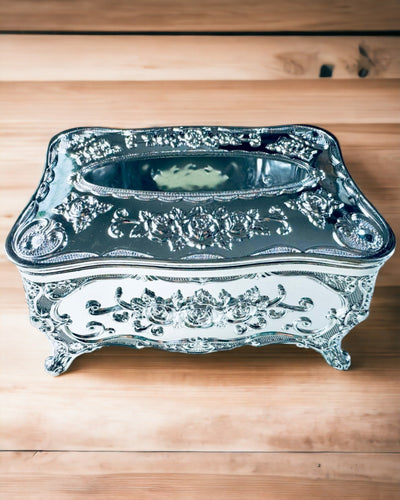 Cutie Elegantă pentru Șervețele cu Flori Embosate - Recipient pentru Șervețele