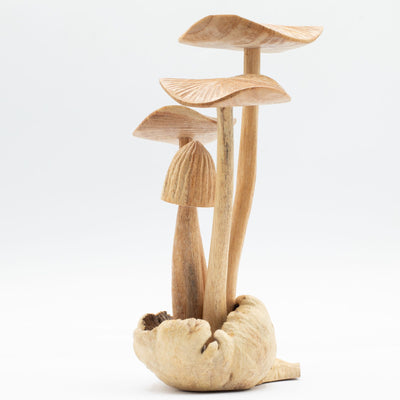 Ręcznie Rzeźbione Grzyby Leśne - Zestaw 4 Dużych Grzybów z Naturalnego Drewna, Idealne na Prezent - Wysokość 14 cm, Unikalny Styl Rustykalny, Doskonałe do Dekoracji Wnętrz