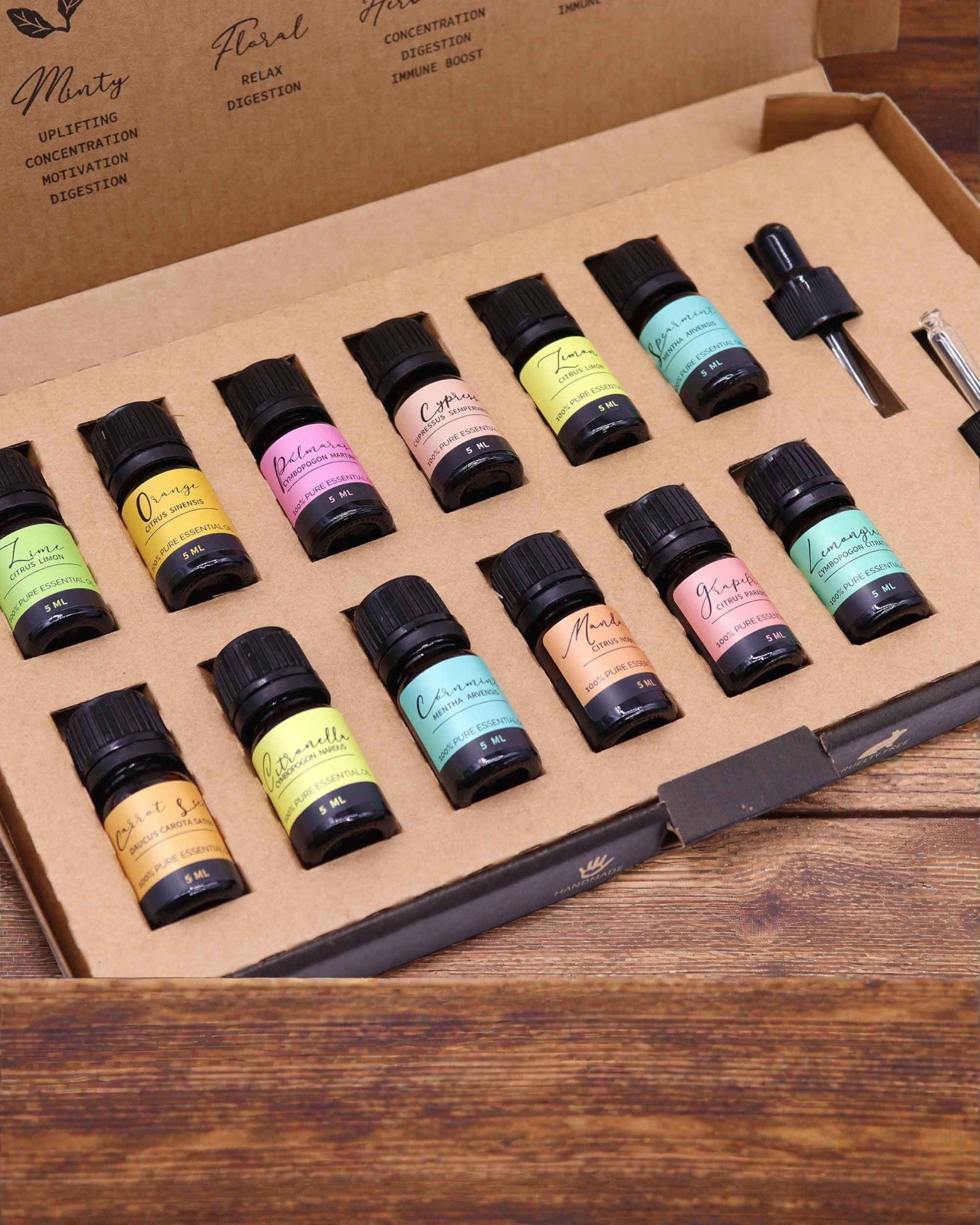 Letnia Energia Naturii – Set de lux cu 12 uleiuri esențiale de 5 ml cu pipete