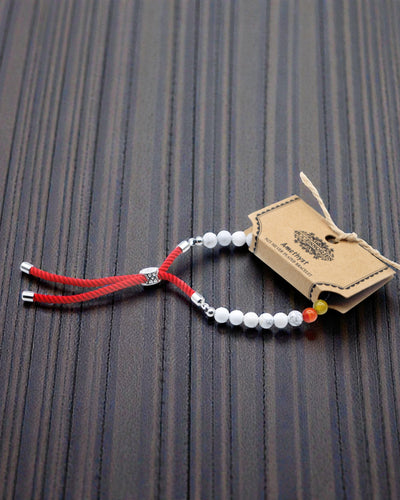 Royal Harmony Chakra – Bransoletka z Białym Howlitem i Srebrem 925 na Czerwonym Sznurku