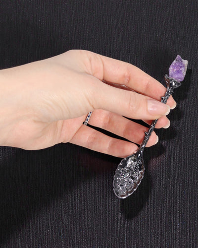 Arcana Noctis – Set de 7 lingurițe de vrăjitoare, gri închis, cu pietre naturale