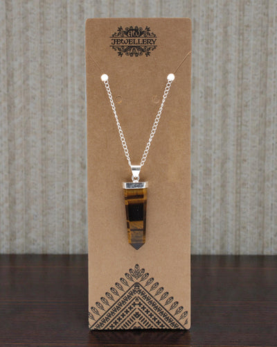 Tiger Flame – Pandantiv plat din Ochi de Tigru, șlefuit în tăietură de cristal