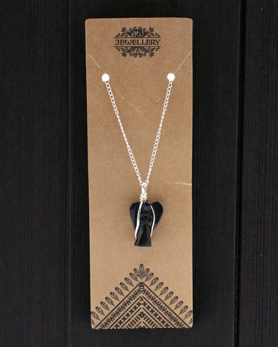 Guardian Noctis – Medalion cu Înger Păzitor din Agat Negru