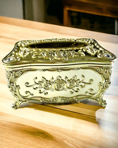 Cutie Elegantă pentru Șervețele cu Flori Embosate - Recipient pentru Șervețele