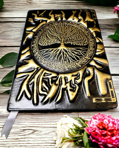 Vintage Jurnal "Arborele Vieții" A6 - Copertă Elegantă Reliefată din Piele Sintetică, 100 de File