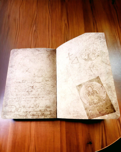 Notatnik maro Vintage cu Copertă Decorativă în Stil Retro – Notatnik Eksploratora – Maro, Vintage