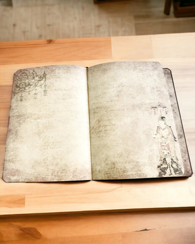 Notatnik maro Vintage cu Copertă Decorativă în Stil Retro – Notatnik Eksploratora – Maro, Vintage