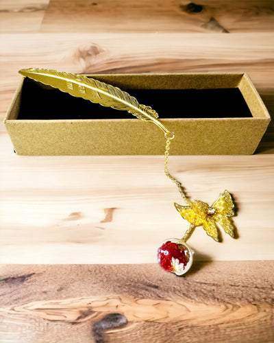 Semn de carte metalic creativ Retro Semn de carte Vintage - Pană și Fluture în Stil Baroc