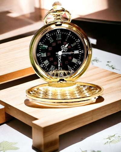 Ceas de buzunar în stil clasic – Aur roz, eleganță vintage