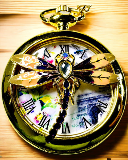 Ceas de buzunar vintage clasic cu capac transparent