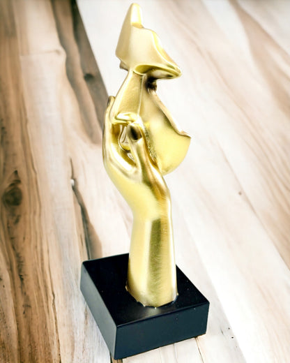 Sculptură Abstractă a Mâinii „Atingerea Artei” - Decorațiune de Birou în Stil European, Personalizare cu Gravură 2 bucăți