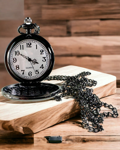 Ceas de buzunar negru „Klasyczny Elegans” cu posibilitate de gravare