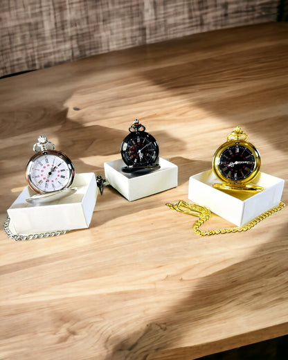 Ceas de buzunar negru „Eleganța Timpului” cu opțiune de personalizare